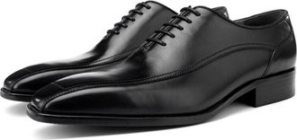 Generic Dress Oxford Shoes for Men Lace Up Bike Toe Square Toe Cowhide Non Slip Block Heel Low Top Anti-Slip Slip Resistant Wedding(Black,7.5 UK)