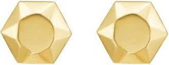 Tresorra 14K Yellow Gold Flat Back Hexagon Stud Earrings