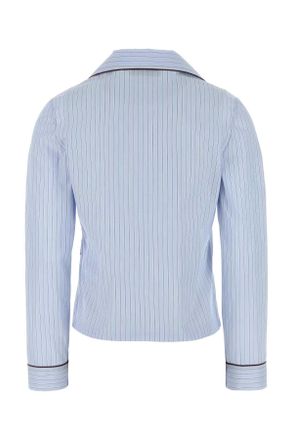 Gucci Womens Embroidered Poplin Shirt Azurewhitemc Exterior: Cotton Camicie