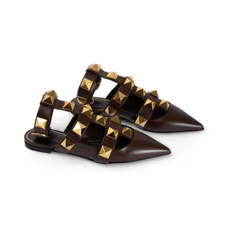 Valentino Garavani Roman Stud Flat - Brown