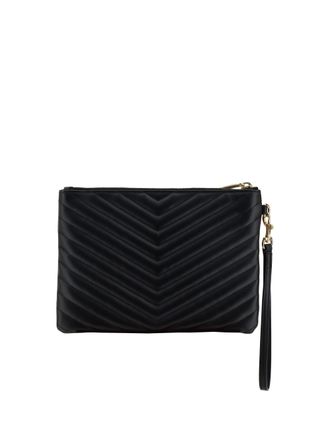 Saint Laurent Womens Matelass&eacute; Clutch Bag Nero Calf Leather Bos Taurus Beauty Cases