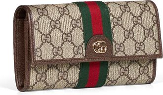Gucci Womens Continental Wallet Ophidia Beige Calfskin & Purses
