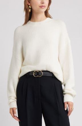 Open Edit Cozy Crewneck Sweater in White Whisper at Nordstrom Rack, Size Xx-Small