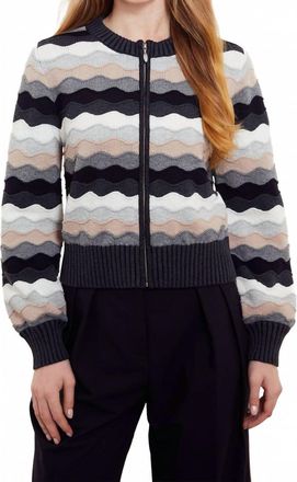 Isla Saskia Wave Zipped Bomber Jacket In Black Multi