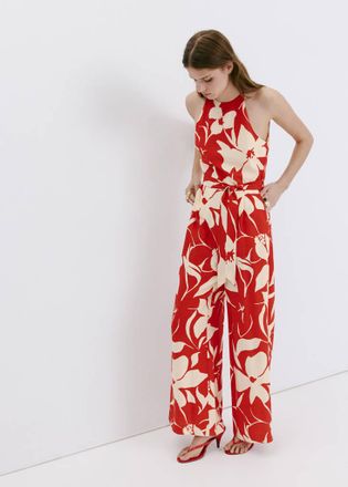 Mango Tuta stampa floreale cintura rosso - Donna - XXS - MANGO