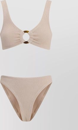 Hunza G crinkle off-shoulder cutout bikini