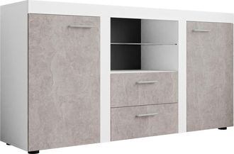 Mirjan24 C&oacute;moda Tucson 104, Blanco + Hormig&oacute;n, Con Cajones Y Puertas, N&uacute;mero De Cajones: 0, 82x157x40cm