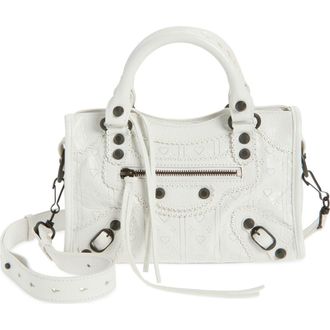 Balenciaga Mini Le City Brogue Bag in Optic White at Nordstrom