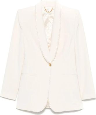 Elisabetta Franchi Crepe Blazer met Contrasterende Stiksels - Dames - Blazers - Geel - XL - Polyester - Jassen