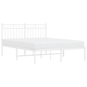 vidaXL Estructura Cama Sin Colch&oacute;n Con Cabecero Metal Blanco 140x200cm Vidaxl