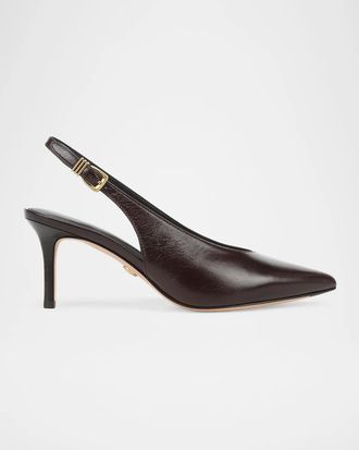 Veronica Beard 70mm Luciana Leather Slingback Pumps