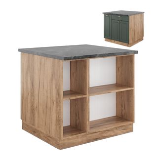 Vicco Isla De Cocina Fame-line, Green-gold Country/gold Power Roble, 90 Cm Con Caj&oacute;n, Sin Encimera
