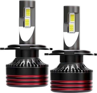 OEM Lote De 2 Bombillas Led M8 Pro H4 60w 12v 6000k 12000lm Ip65 Para Coche Negro / Rojo