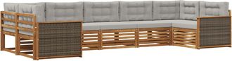 vidaXL Conjunto De Sof&aacute;s De Exterior 7 Uds. Natural Y Gris Claro Vidaxl