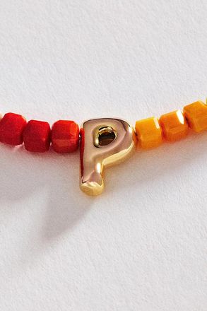 Anthropologie Colorful Beaded Initial Necklace