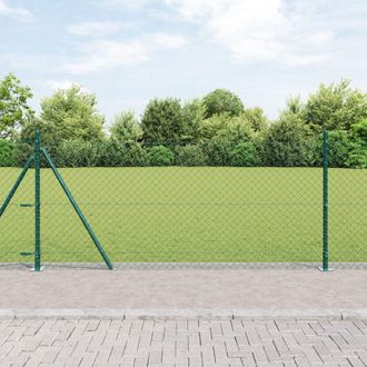 Berkfield Home Chain Link Fence with 13 Flanged Posts 0.8x25 m Galvanised Steel in Green