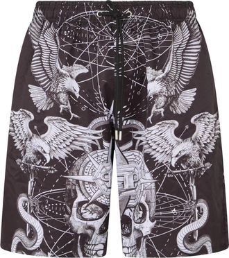 Philipp Plein Swim Shorts Love Tattoo - Heren - Strandmode - Zwart - XL - Polyester - Badmode