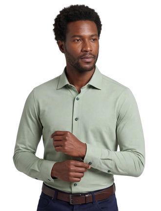 Olymp overhemd Olymp Level Five 24/7 slim fit groen effen katoen