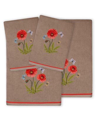 Linum Home Textiles Polly 4Pc Embellished Turkish Cotton Towel Set