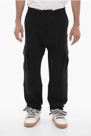 Marcelo Burlon Solid Color Cargo Sweatpants with Contrasting Embroidery size Xxl