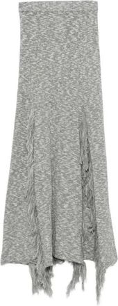 MRZ Mrz, Rokken, Dames, Zwart, XS, Fringed Trim Midi Skirt