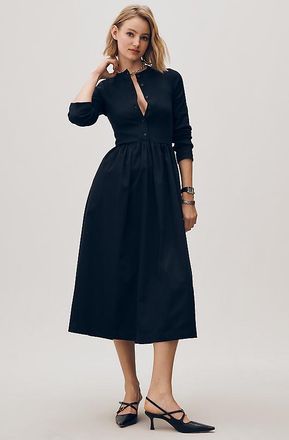 Maeve Long-Sleeve Twofer Cardigan Midi Dress