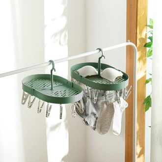OEM Paquete De 2 Tendederos Colgantes, Tendedero Para Calcetines, Tendedero Plegable De Pl&aacute;stico Con Gancho Giratorio De 360&deg; Para Ropa Interior, Calcetin