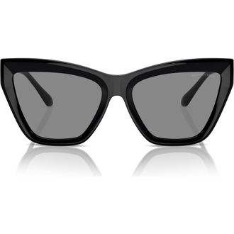 Michael Kors Dubai 57mm Cat Eye Sunglasses in Black /Dark Grey Solid at Nordstrom