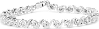 House of Brilliance Silver 1/2 Cttw Round Diamond Halo S-Link Bracelet in White at Nordstrom