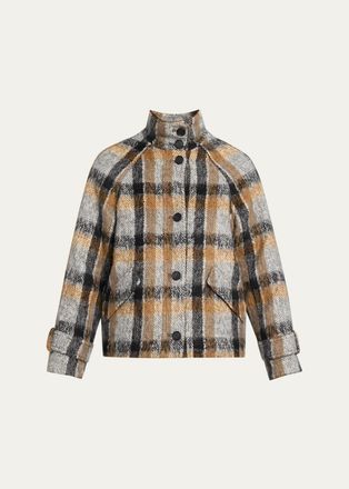 SIMKHAI Virelle Plaid Brushed Knit Jacket
