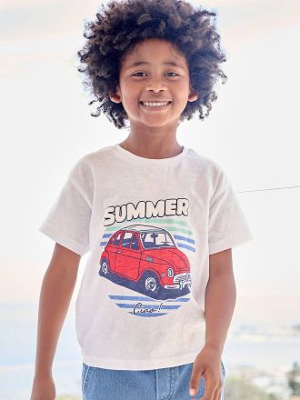 Vertbaudet Kinder T-Shirt mit Reliefprint wei&szlig;