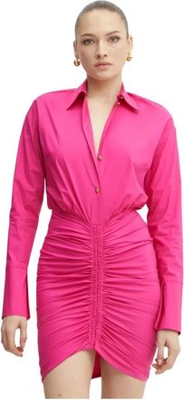 Versace Jeans Couture Ruched Shirt Dress - Dames - Shirt Kleedjes - Roze - XS - Katoen - Kleedjes
