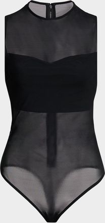 Alice & Olivia Mesh Bandeau Bodysuit