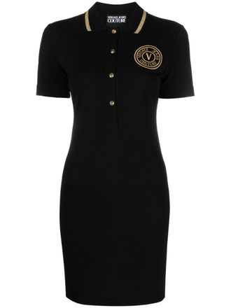 Versace Jeans Couture Abito V-Emblem corto stile polo - Nero