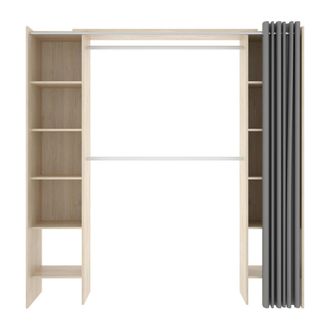 Dmora Armario Wetterhorn, Estructura Para Vestidor Con Cortina, Perchero Abierto, 160x50h203 Cm, Roble - Dmora