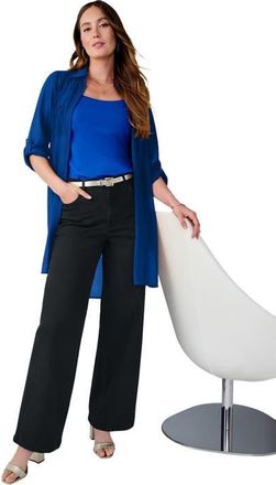 Jessica London True Fit Wide Leg Jean in Black at Nordstrom, Size 12