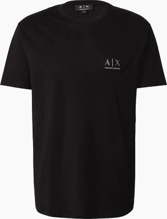 A|X Armani Exchange Mens Regular Fit Embroidered Logo Black/Gold T-Shirt - Size: 44
