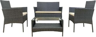 Mobili Rebecca Rebecca Mobili Salotto da Esterno Set Mobili da Giardino con Cuscini Grigio Acciaio Polyrattan