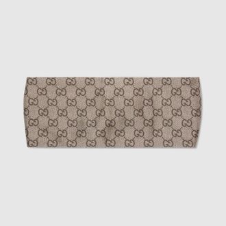 Gucci Printed Silk Twill Headband, Beige, Fabric