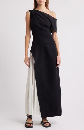 Acler Sudden One-Shoulder Contrast Gown in Black With Ivory at Nordstrom, Size 6
