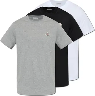 Moncler Tops, Heren, Zwart, XL, Katoen, T-shirt Driespaak