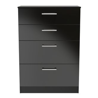 Welcome Furniture Denver Ready Assembled Chest Of Drawers with 4 Drawers - Black - Welcome Furniture | TJ Hughes