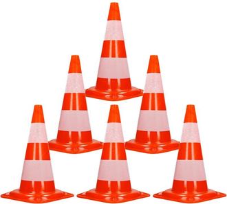 ECD Germany Ecd Germany - 6x Cono De Tr&aacute;fico Obra Pieza De Se&ntilde;alizaci&oacute;n Emergencia Color Naranja Y Blanco 47 Cm De Altura En Pvc Fuerte Y Robusto Pil&oacute;n De Segurid