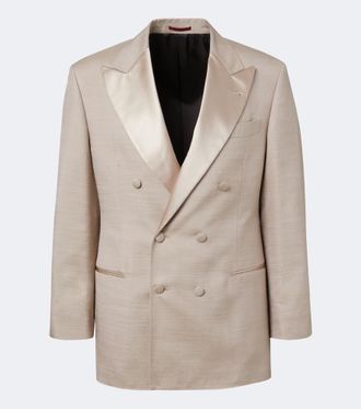 Brunello Cucinelli Double-breasted satin-trimmed silk blazer