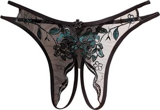 Generic Womens Crotchless Sexy Panties Cheeky Underwear for Women Breathable Soft Thongs Bikini Panties Black