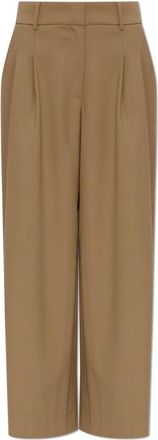 AllSaints Poppy Wide Leg Geplooide Broek - Dames - Wijde Broeken - Bruin - 2XS - Wol - Broeken