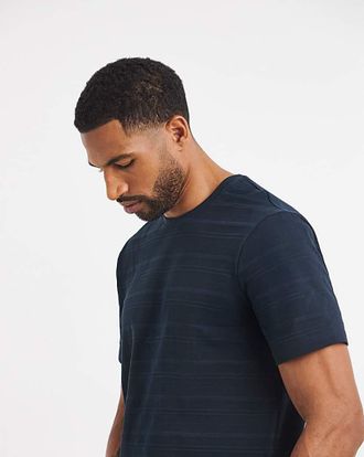 Jacamo Textured Stripe Crew Neck T- Long