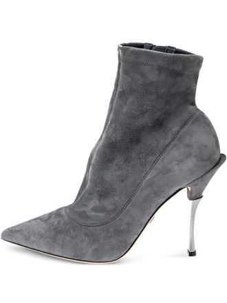 Dolce & Gabbana 115mm leather ankle boots - women - Suede/Leather/Leather - 39 - Grey