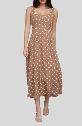 Blu Pepper Polka Dot Midi Dress in Brown at Nordstrom Rack, Size Medium
