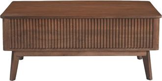 Miliboo Mesa De Centro Elevable Rectangular De Madera Oscura De Mango Macizo L100 Cm Alda